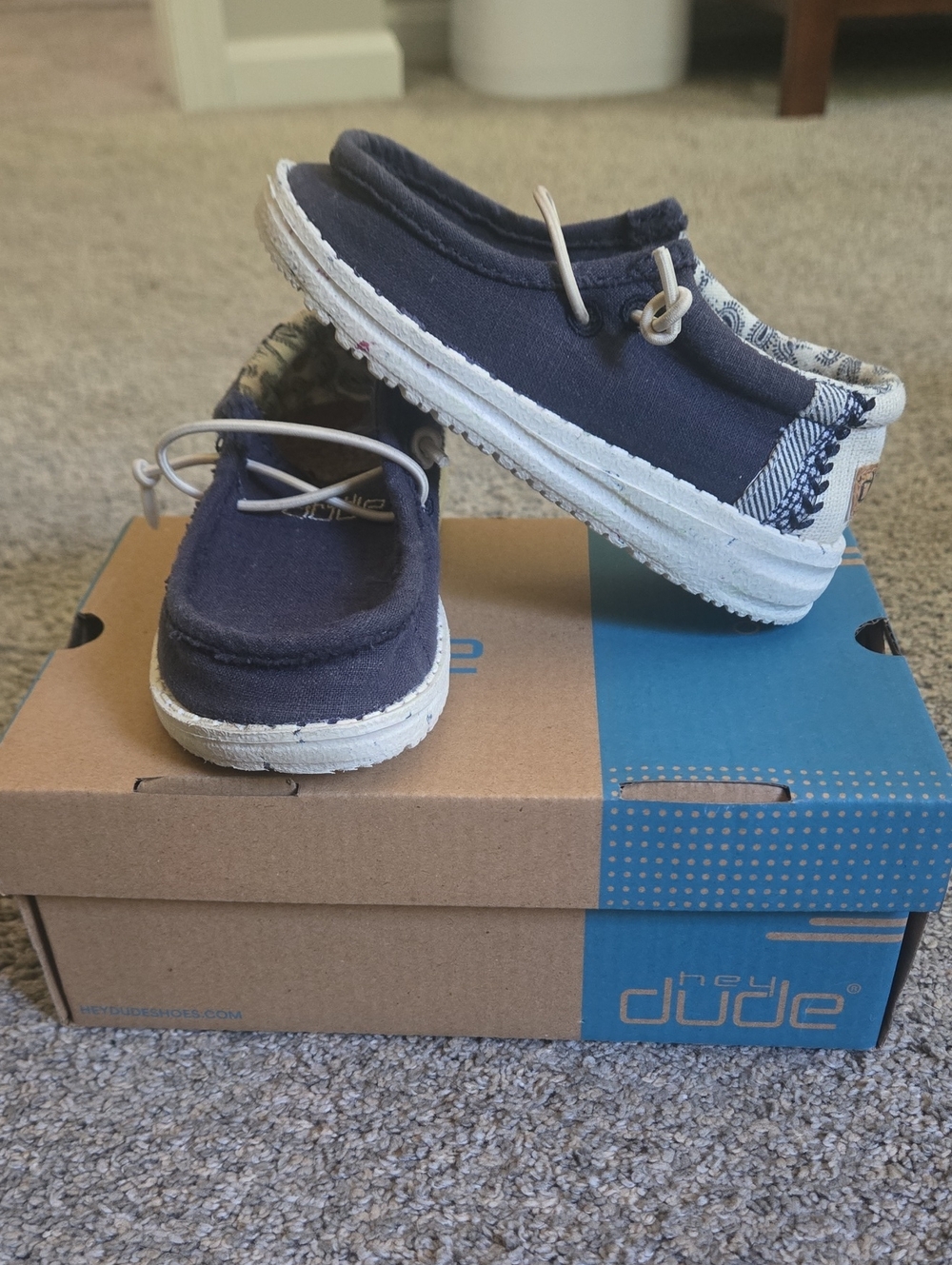Hey Dude Kids Navy & White Slip-On Sneakers